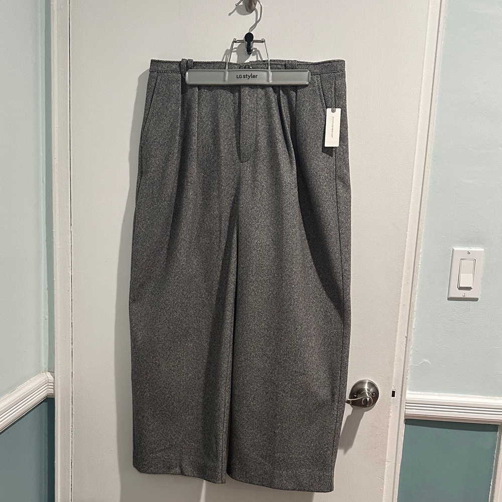 Anthropologie Gray Herribone Wide Leg Pants